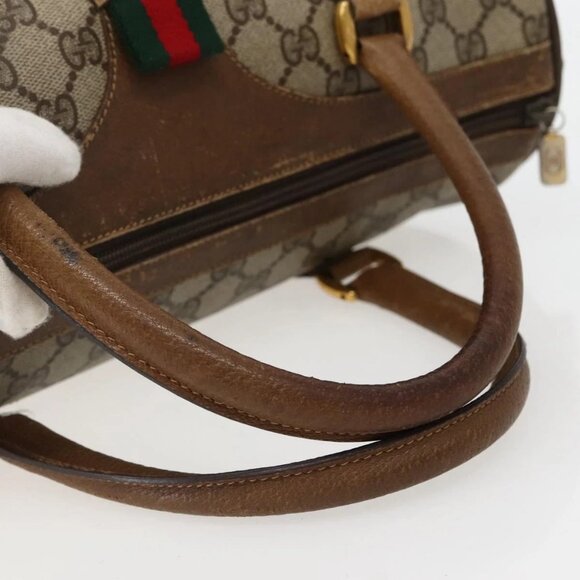 GUCCI GG Supreme Web Sherry Line Bag PVC Beige Gold 111 02 007 Auth bs29491 - Picture 8 of 16